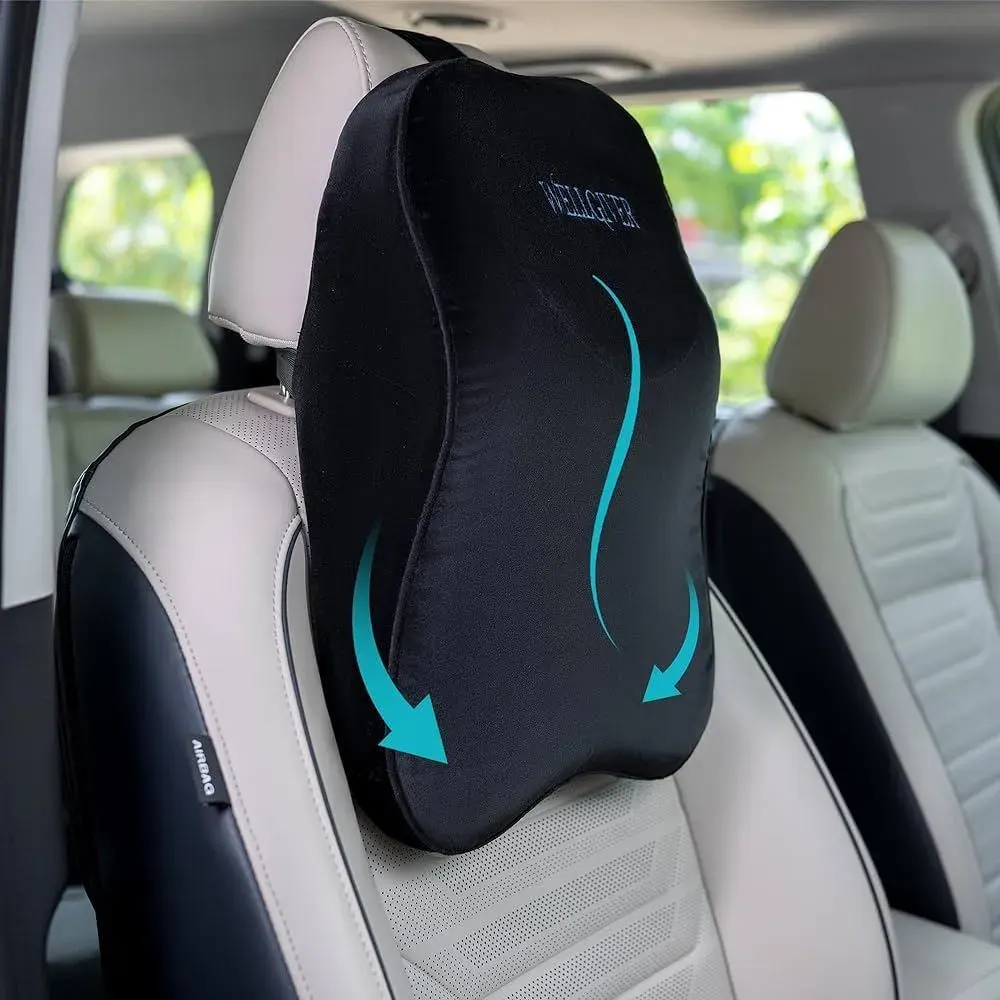premium Neck pillow for car seat - Black Memory Foam support