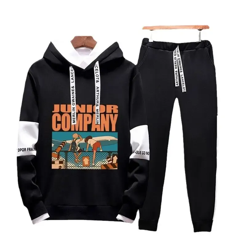Men Black Graphic Hoodie & pants set Casual Sporty
