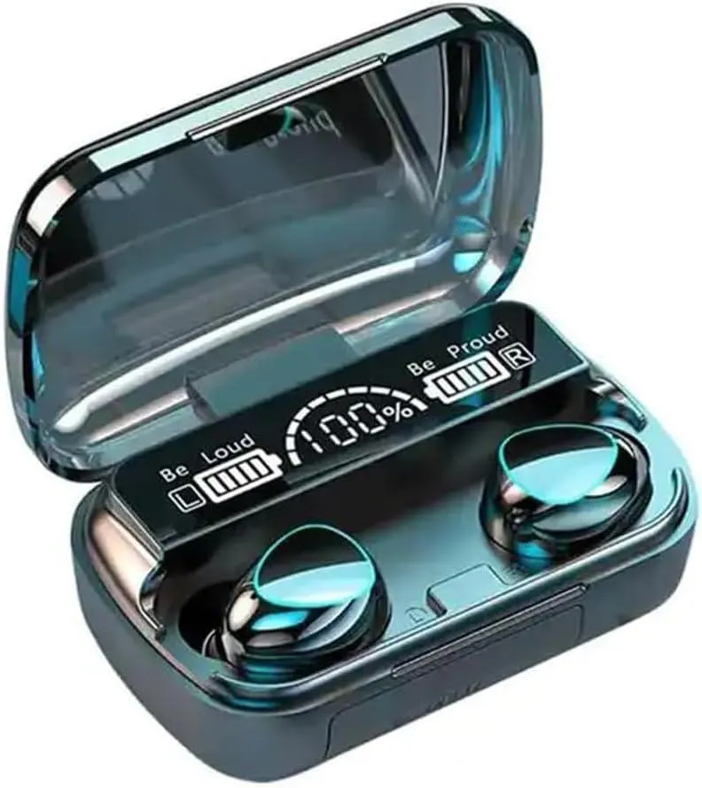 Black Noise-Cancelling Earbuds with Charging Case