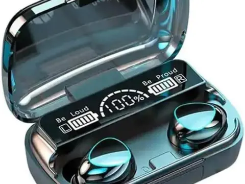Black Noise-Cancelling Earbuds with Charging Case